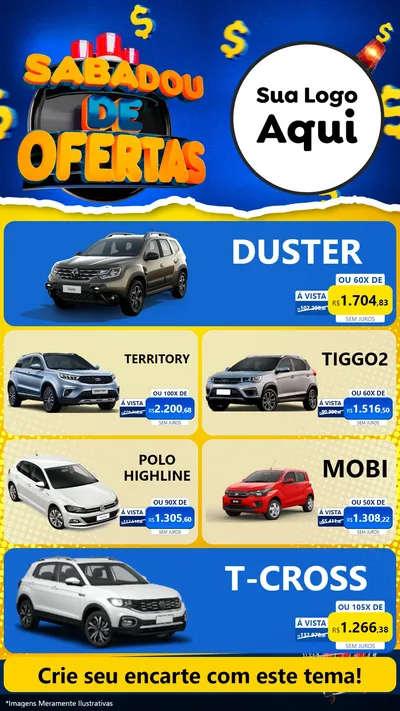 Modelo de TV para TV Vertical com o tema Sabadou de Ofertas para Concessionaria de Carros
