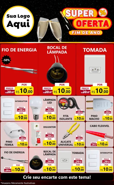 Modelo de Encarte para Encarte Grande com o tema Super Oferta Fim de Ano para Materiais Elétricos