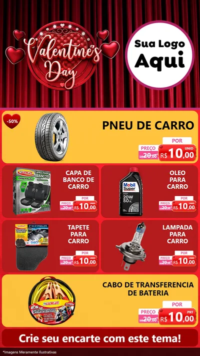 Modelo de TV para TV Vertical com o tema Valentine's Day para Auto peças