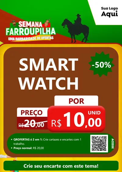 Modelo de Cartaz para Cartaz A4 Vertical com o tema Semana Farroupilha - Uma Barbaridade de Ofertas para Informática
