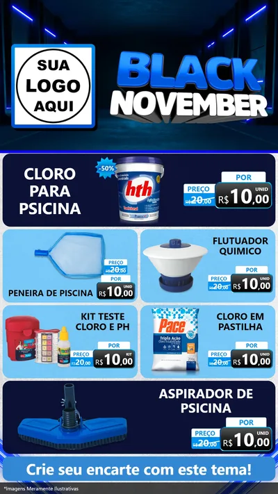 Modelo de TV para TV Vertical com o tema Black November para Produtos para Piscina
