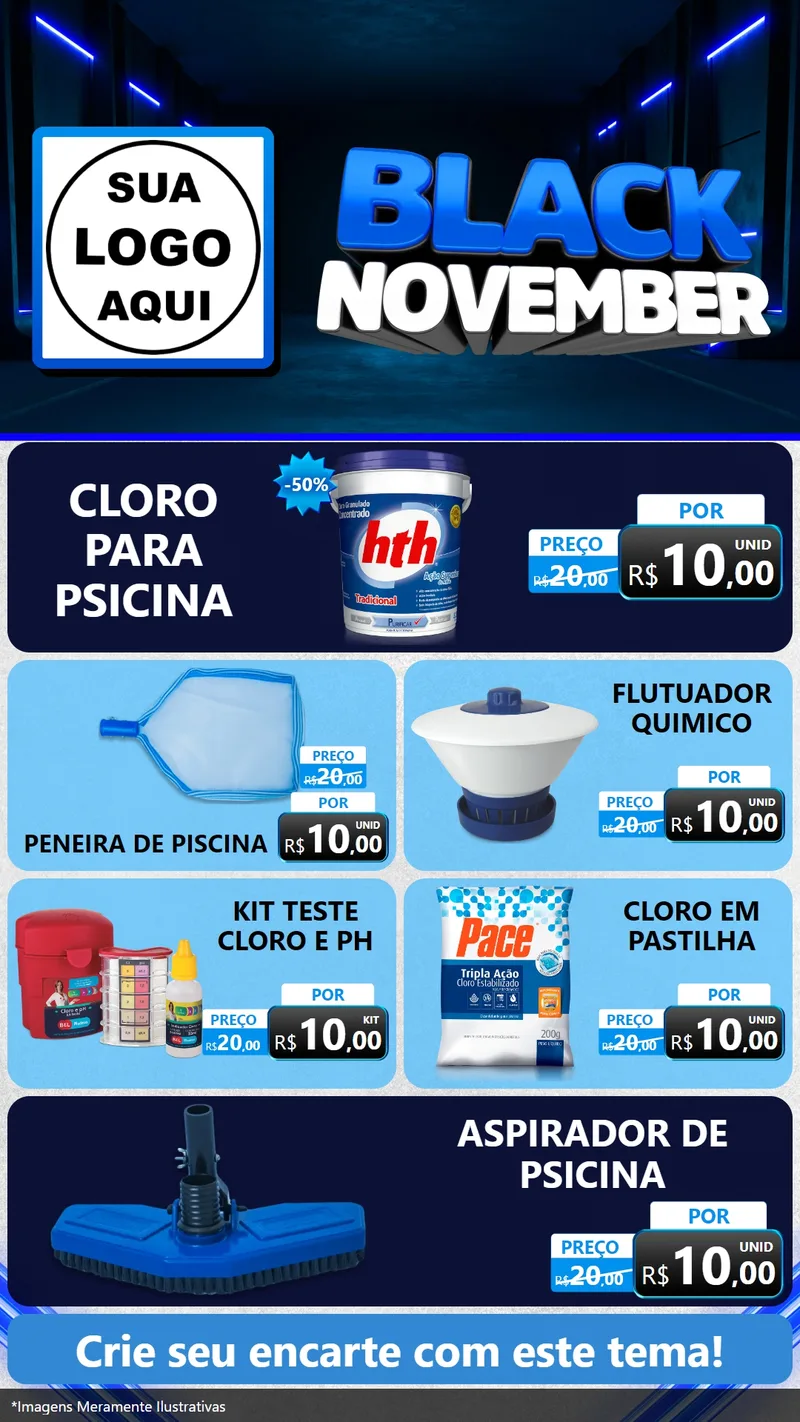 Modelo de TV para TV Vertical com o tema Black November para Produtos para Piscina