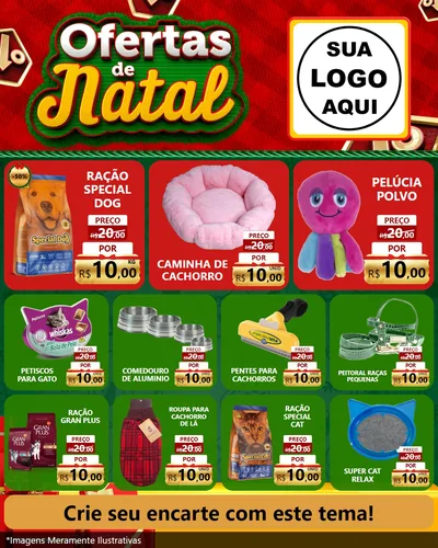 Modelo de Rede Social para Feed Instagram com o tema Ofertas de Natal para Pet Shop