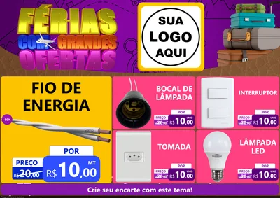 Modelo de Encarte para Encarte A4 Horizontal com o tema Férias com Grandes Ofertas para Materiais Elétricos