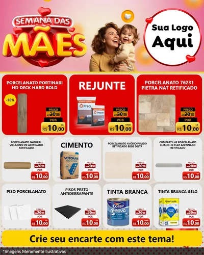 Modelo de Rede Social para Feed Instagram com o tema Semana das Mães para Pisos e revestimentos