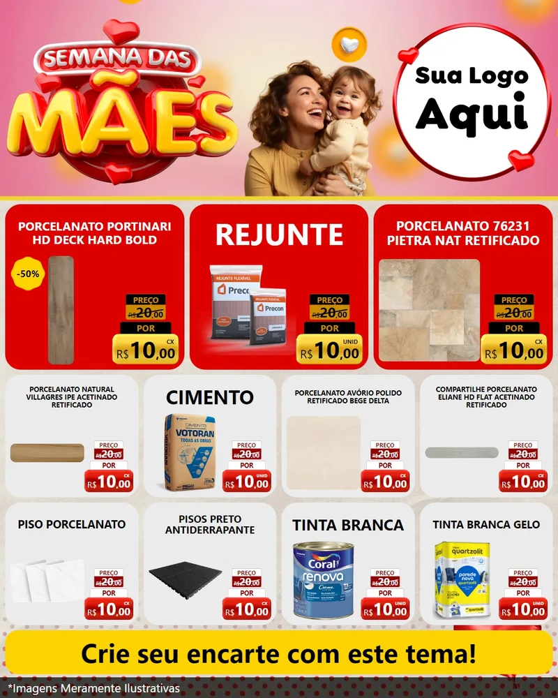 Modelo de Rede Social para Feed Instagram com o tema Semana das Mães para Pisos e revestimentos