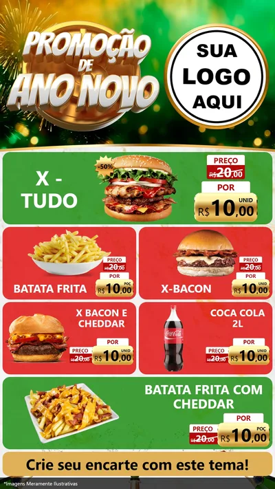 Modelo de TV para TV Vertical com o tema Promoção de Ano Novo para Hamburgueria