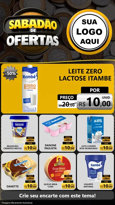 Modelo de Rede Social para Stories com o tema Sabadão de Ofertas para Frios e Laticínios