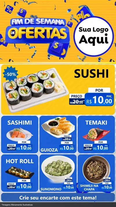 Modelo de Rede Social para Stories com o tema Fim de Semana de Ofertas para Comida japonesa