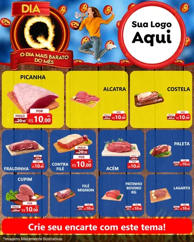 Modelo de Rede Social para Feed Instagram com o tema Dia Q - O Dia Mais Barato Do Mês para Açougue