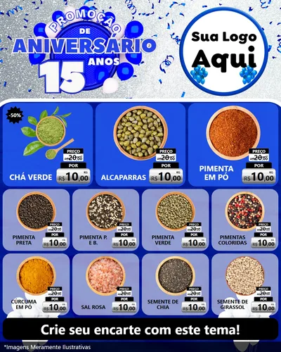Modelo de Rede Social para Feed Instagram com o tema Promoção de Aniversário - 15 Anos para Produtos Naturais