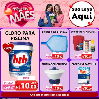 Modelo de Rede Social para Feed Facebook com o tema Mês Das Mães para Produtos para Piscina