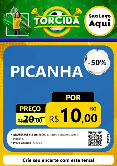 Modelo de Cartaz para Cartaz A4 Vertical com o tema Torcida para Açougue