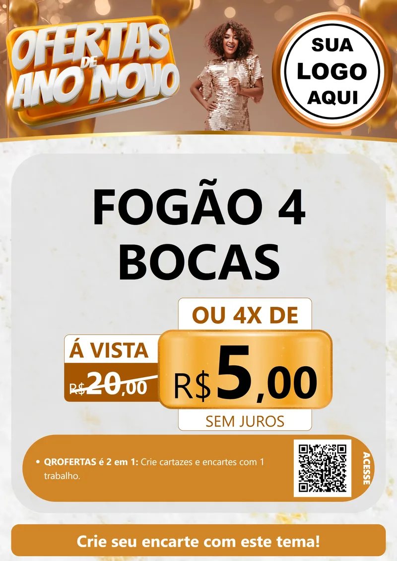 Modelo de Cartaz para Cartaz A4 Vertical com o tema Ofertas de Ano Novo para Móveis e Eletro