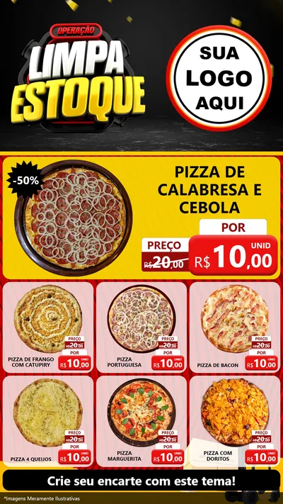 Modelo de Rede Social para Stories com o tema Operação Limpa Estoque para Pizzaria