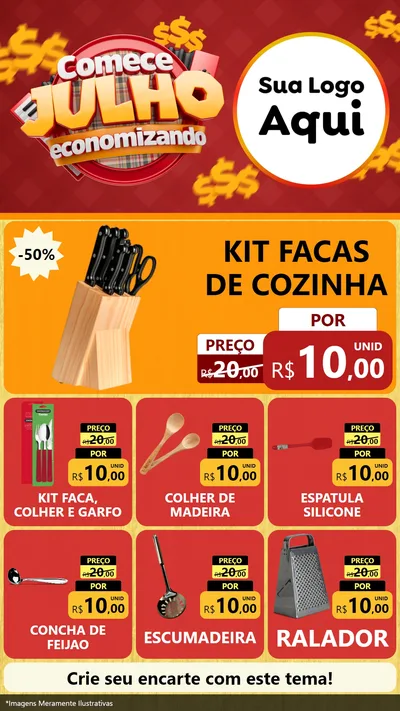Modelo de Rede Social para Stories com o tema Comece Julho Economizando para Utilidades Domésticas