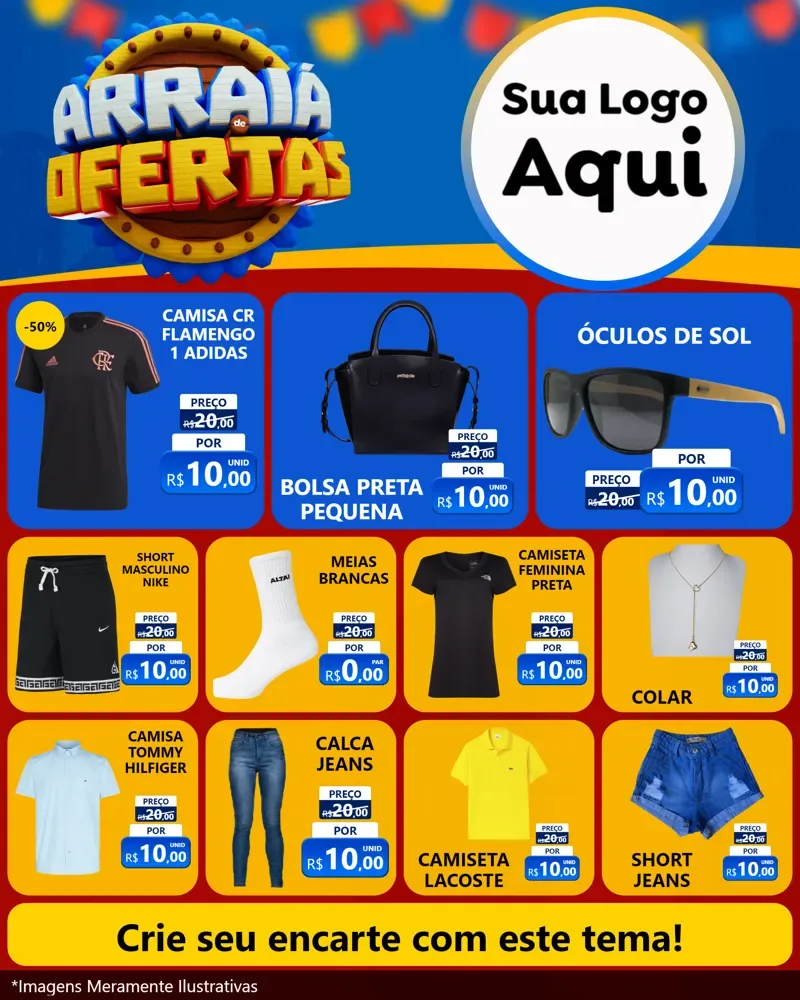 Modelo de Rede Social para Feed Instagram com o tema Arraiá de Ofertas - Junina para Roupas e acessórios