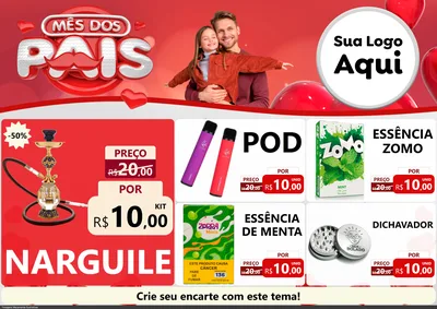 Modelo de Encarte para Encarte A4 Horizontal com o tema Mês dos Pais para Tabacaria