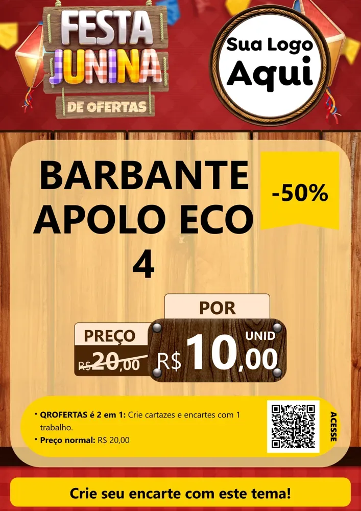 Modelo de Cartaz para Cartaz A4 Vertical com o tema Festa Junina de Ofertas para Armarinho e Aviamentos