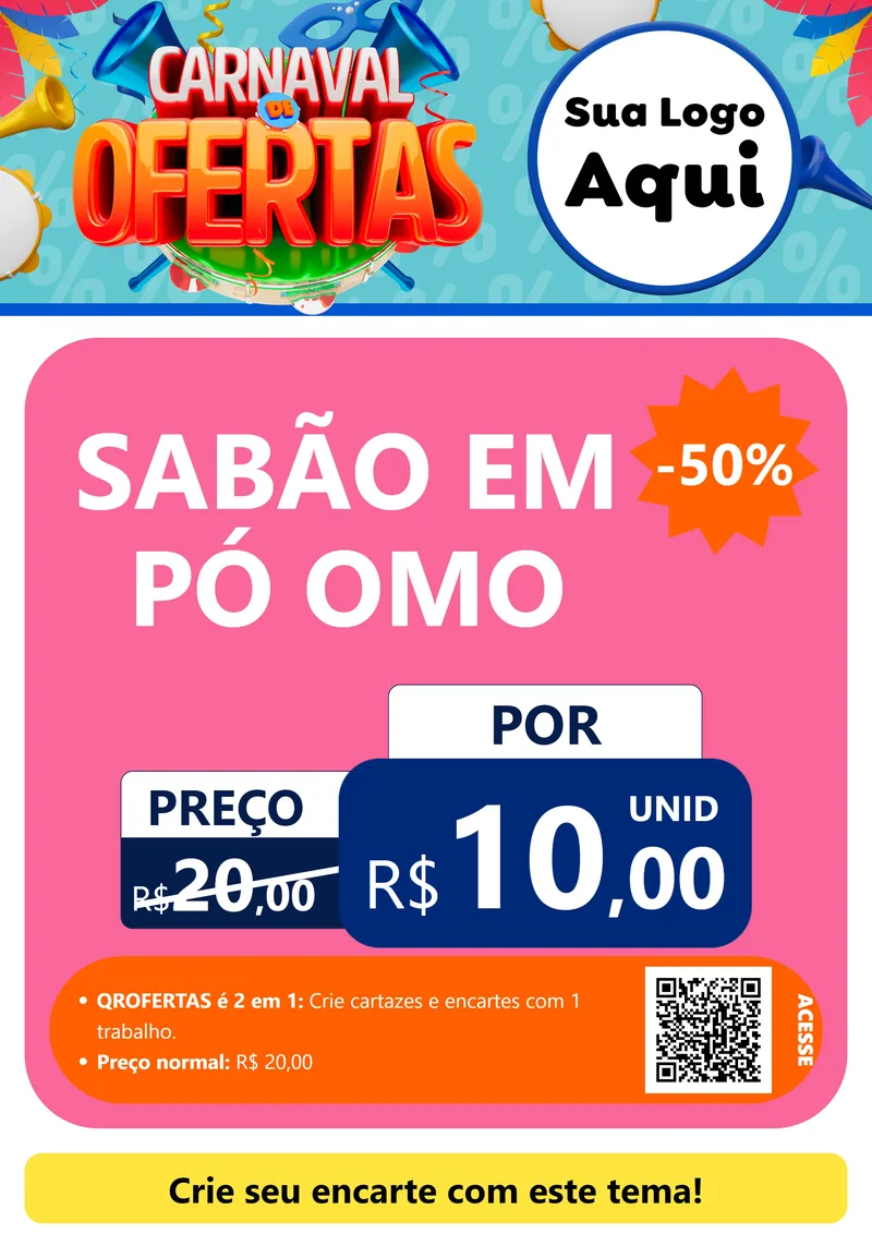 Modelo de Cartaz para Cartaz A4 Vertical com o tema Carnaval de Ofertas para Produtos de Limpeza