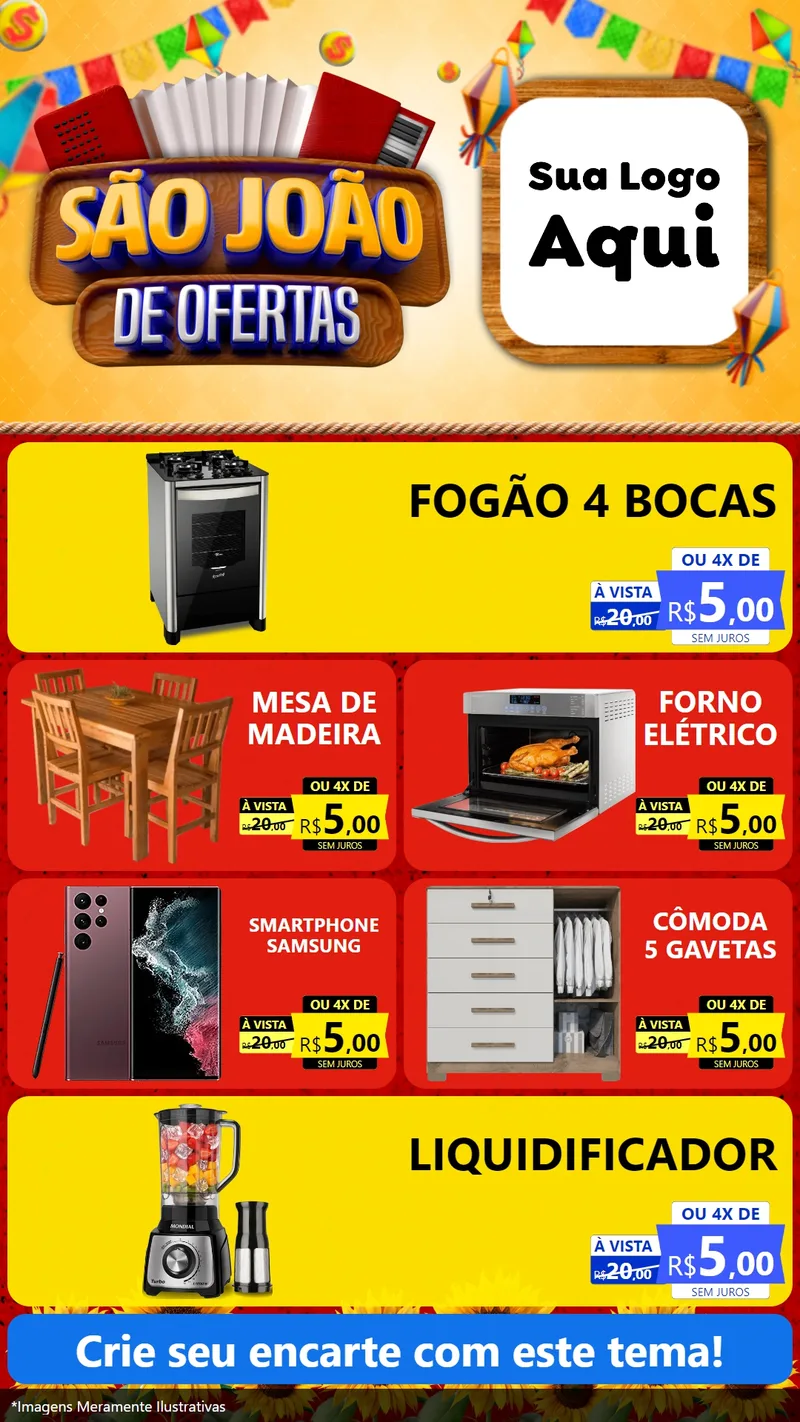 Modelo de TV para TV Vertical com o tema São João de Ofertas para Móveis e Eletro