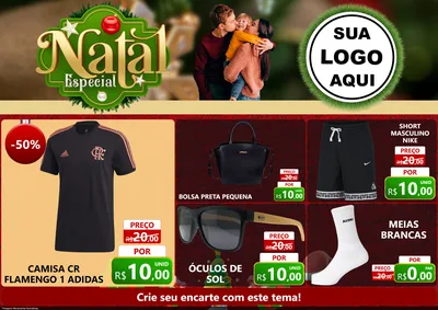 Modelo de Encarte para Encarte A4 Horizontal com o tema Natal Especial para Roupas e acessórios