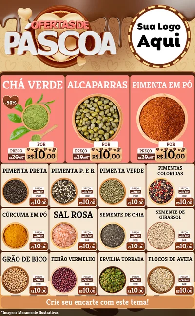 Modelo de Encarte para Encarte Grande com o tema Ofertas de Páscoa para Produtos Naturais