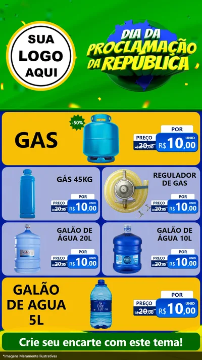 Modelo de TV para TV Vertical com o tema Dia Da Proclamação Da República para Água e gás