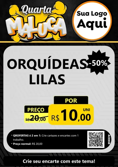 Modelo de Cartaz para Cartaz A4 Vertical com o tema Quarta Maluca para Floricultura e jardim