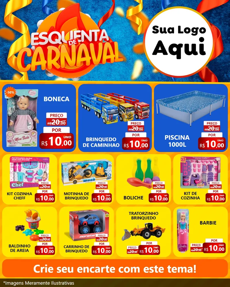 Modelo de Rede Social para Feed Instagram com o tema Esquenta de Carnaval para Brinquedos