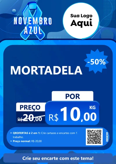 Modelo de Cartaz para Cartaz A4 Vertical com o tema Novembro Azul para Frios e Laticínios