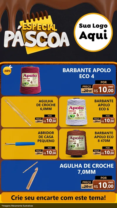 Modelo de TV para TV Vertical com o tema Especial Páscoa para Armarinho e Aviamentos