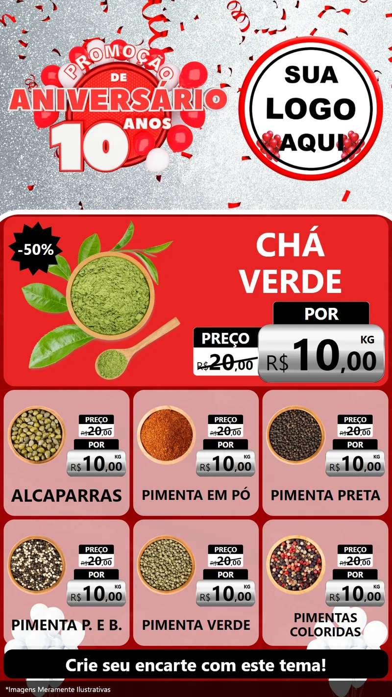 Modelo de Rede Social para Stories com o tema Promoção de Aniversário - 10 Anos para Produtos Naturais