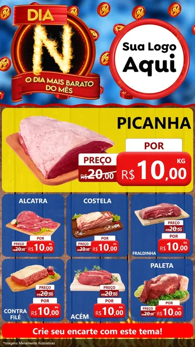 Modelo de Rede Social para Stories com o tema Dia N - O Dia Mais Barato Do Mês para Açougue
