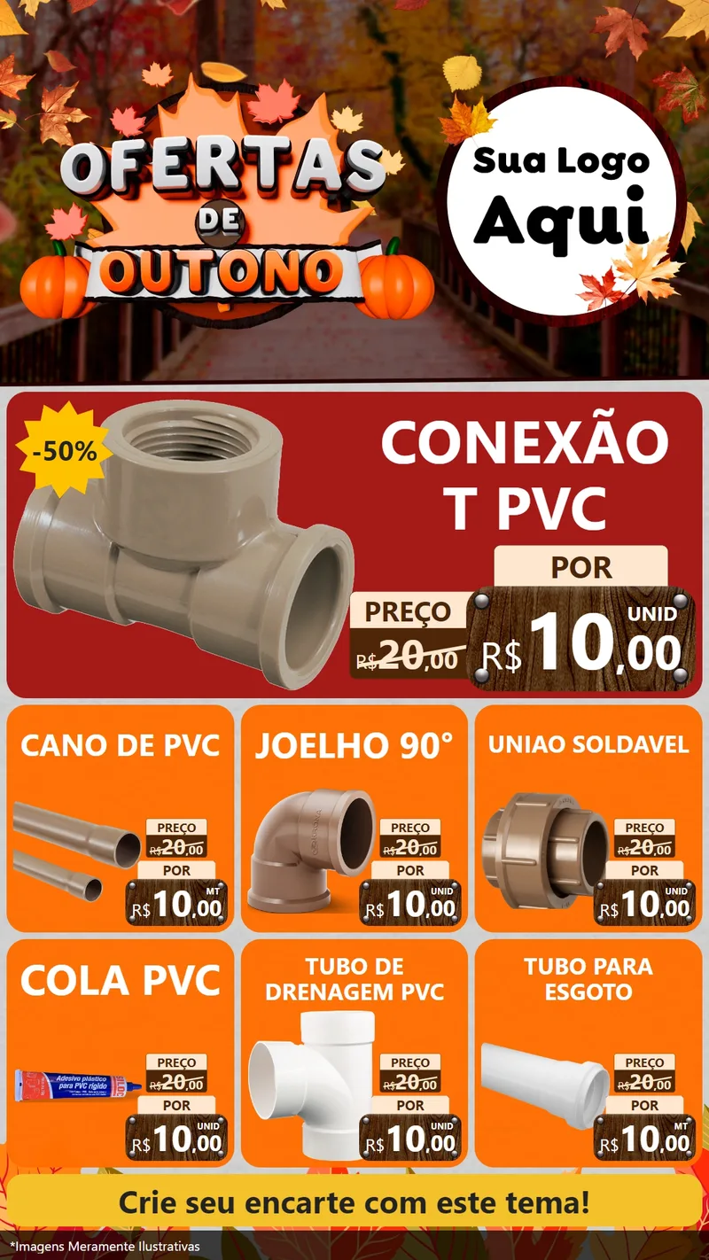 Modelo de Rede Social para Stories com o tema Ofertas de Outono para Tubos e conexões
