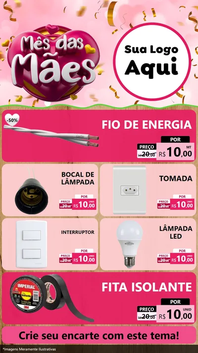 Modelo de TV para TV Vertical com o tema Mês das Mães para Materiais Elétricos