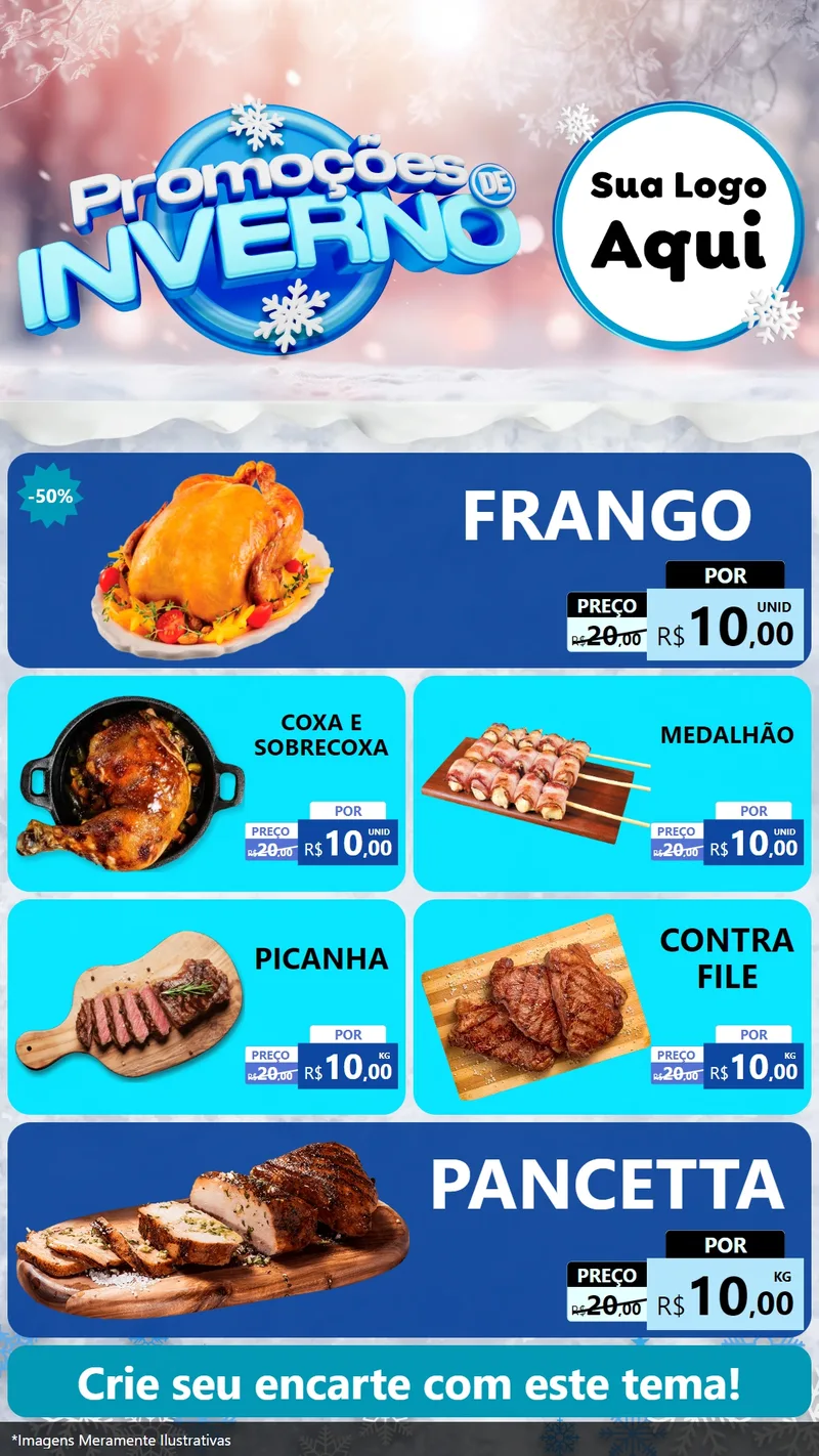Modelo de TV para TV Vertical com o tema Promoções de Inverno para Assados