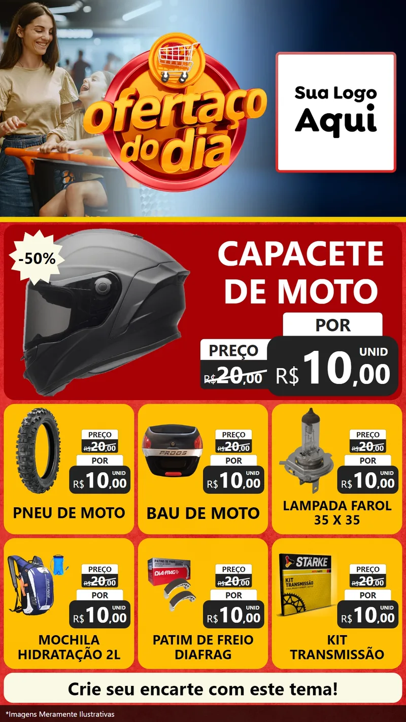 Modelo de Rede Social para Stories com o tema Ofertaço Do Dia para Moto peças