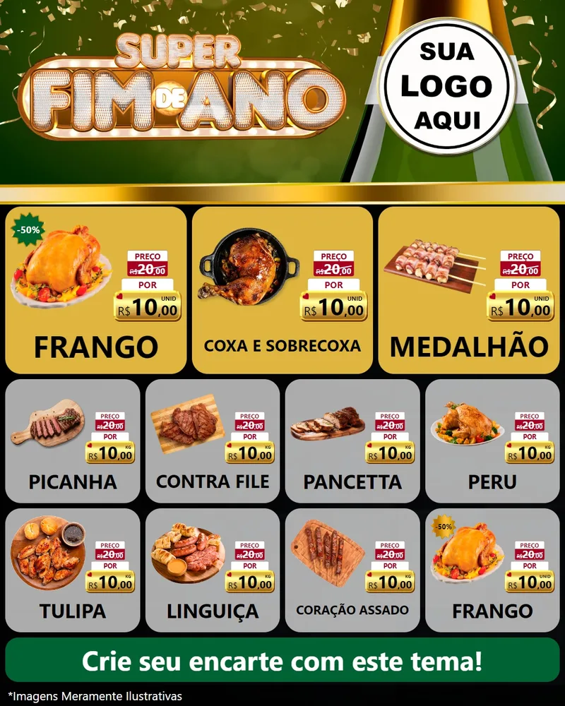Modelo de Rede Social para Feed Instagram com o tema Super Fim de Ano para Assados