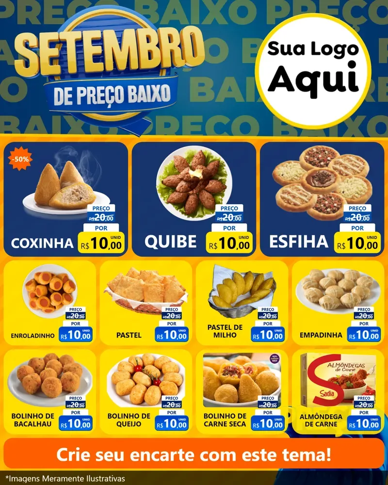 Modelo de Rede Social para Feed Instagram com o tema Setembro De Preço Baixo para Salgadaria