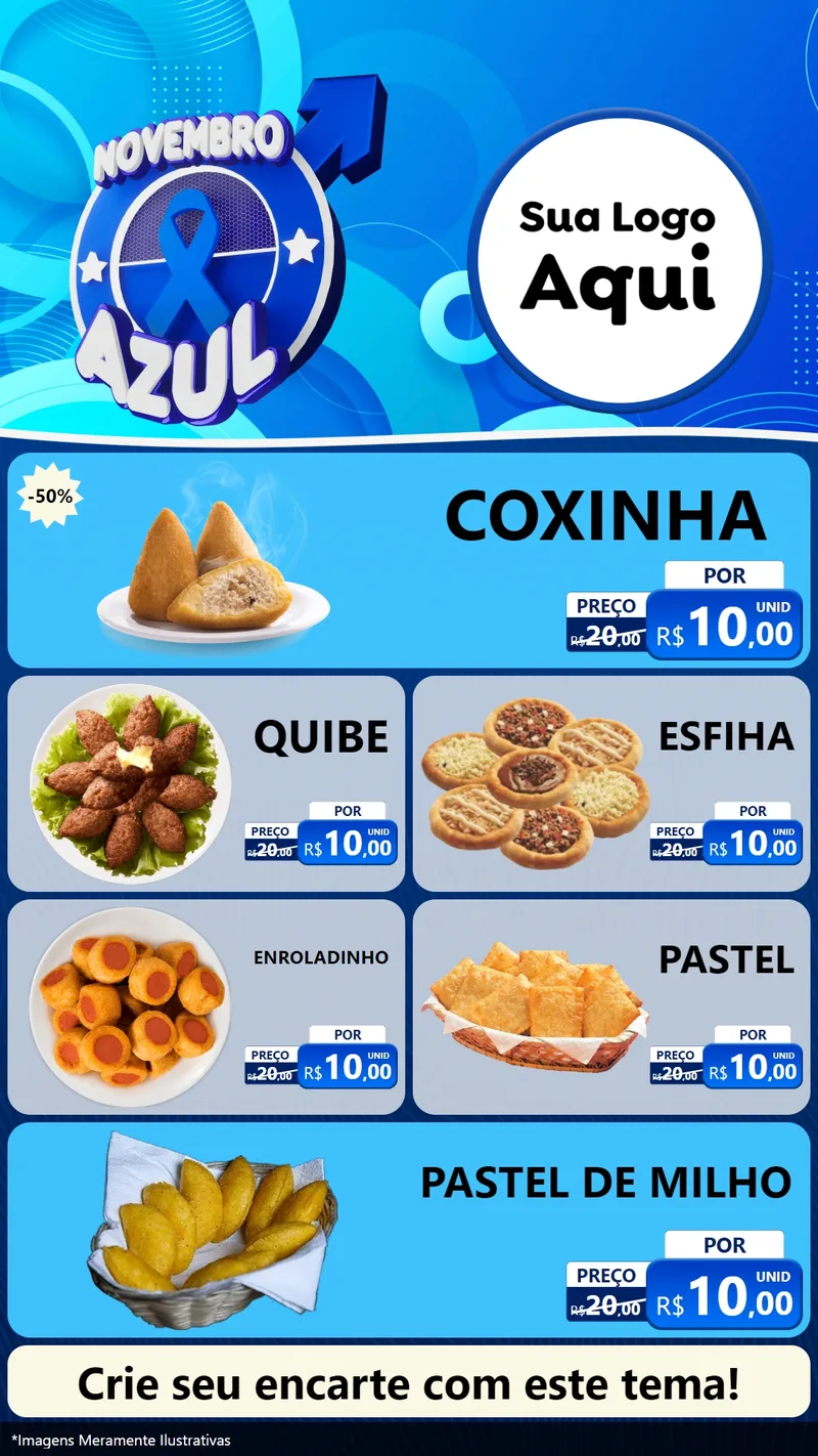 Modelo de TV para TV Vertical com o tema Novembro Azul para Salgadaria