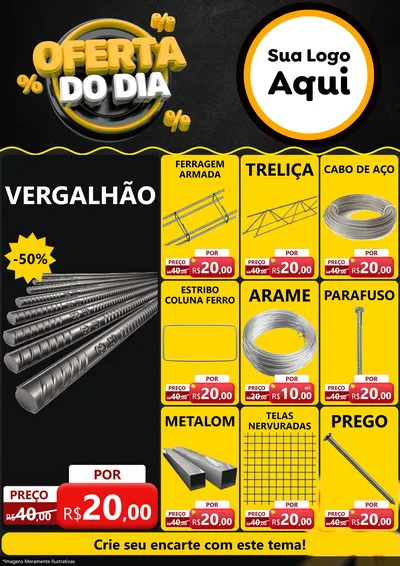 Modelo de Encarte para Encarte A4 Vertical com o tema Oferta Do Dia para Ferragens