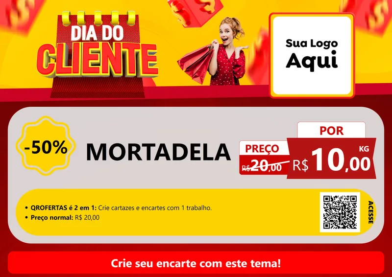 Modelo de Cartaz para Cartaz A4 Horizontal com o tema Dia do Cliente para Frios e Laticínios