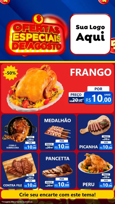 Modelo de Rede Social para Stories com o tema Ofertas Especiais de Agosto para Assados
