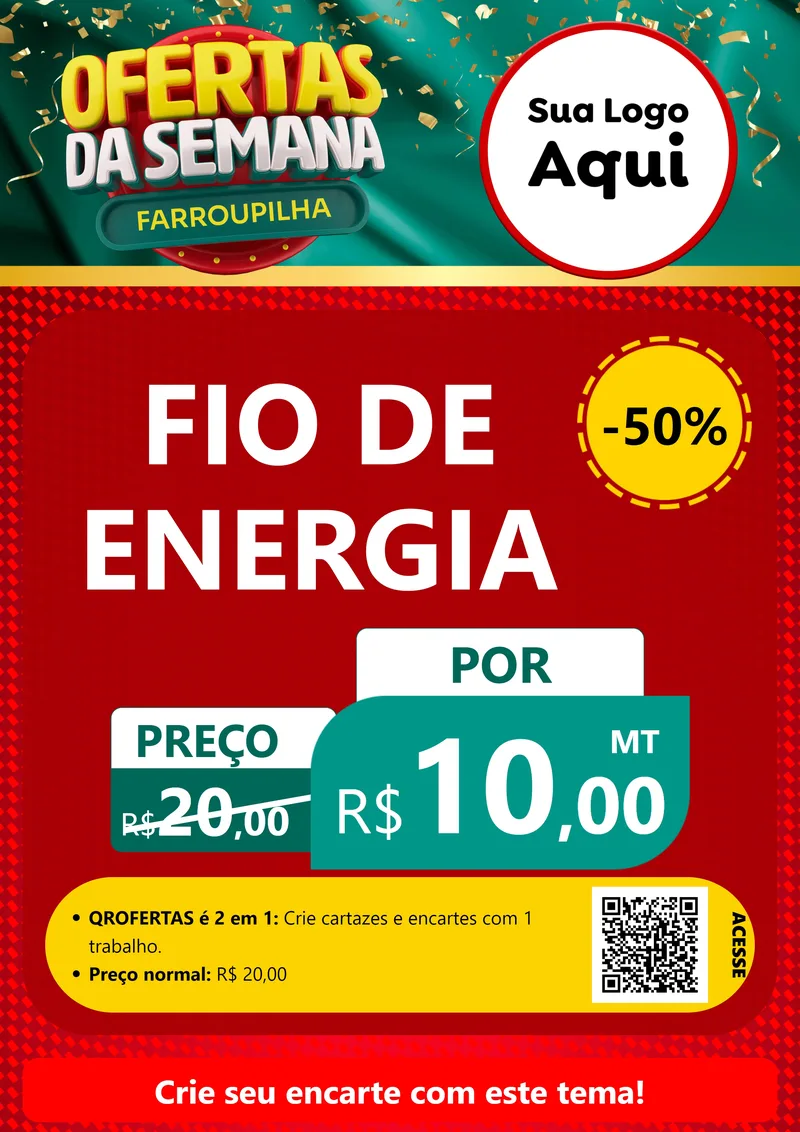 Modelo de Cartaz para Cartaz A4 Vertical com o tema Ofertas da Semana Farroupilha para Materiais Elétricos