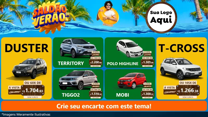 Modelo de TV para TV Horizontal com o tema Saldão de Verão para Concessionaria de Carros