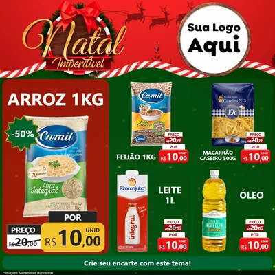 Modelo de Rede Social para Feed Facebook com o tema Natal Imperdível para Supermercado