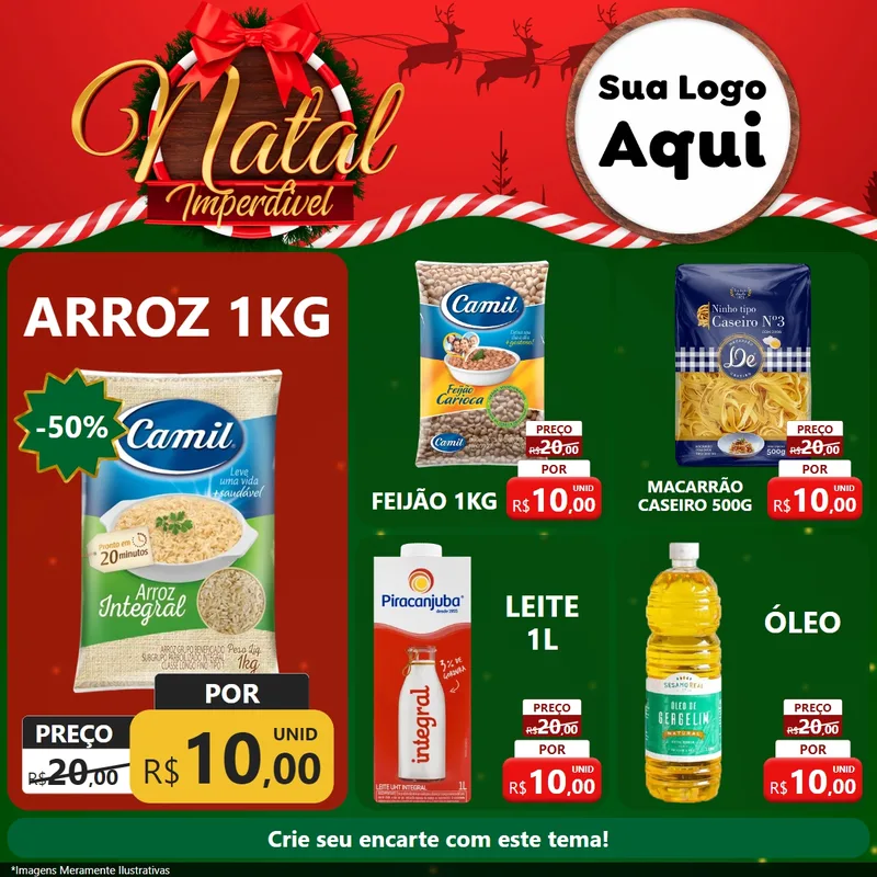 Modelo de Rede Social para Feed Facebook com o tema Natal Imperdível para Supermercado