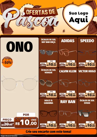 Modelo de Encarte para Encarte A4 Vertical com o tema Ofertas de Páscoa para Óticas