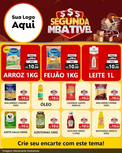 Modelo de Rede Social para Feed Instagram com o tema Segunda Imbatível para Supermercado